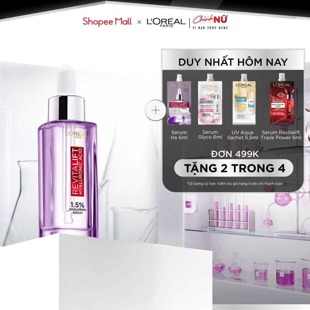 Serum dưỡng cấp ẩm tức thì, giúp làm giảm nếp nhăn & căng mướt da L'Oreal Paris Revitalift 1.5% Hyaluronic Acid 30ml