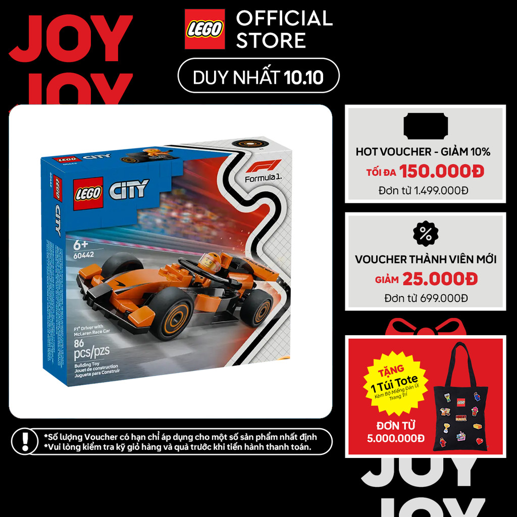 LEGO CITY 60442 Đồ Chơi Lắp Ráp Xe Đua F1 (86 chi tiết)