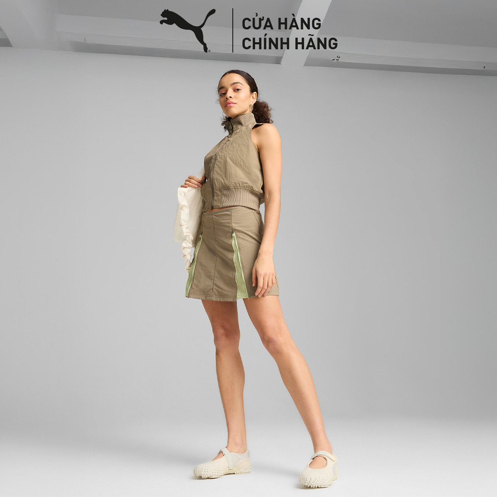 Váy Thời Trang PUMA Nữ DARE TO Zip-Off Skirt Velvet Moss Màu Nâu