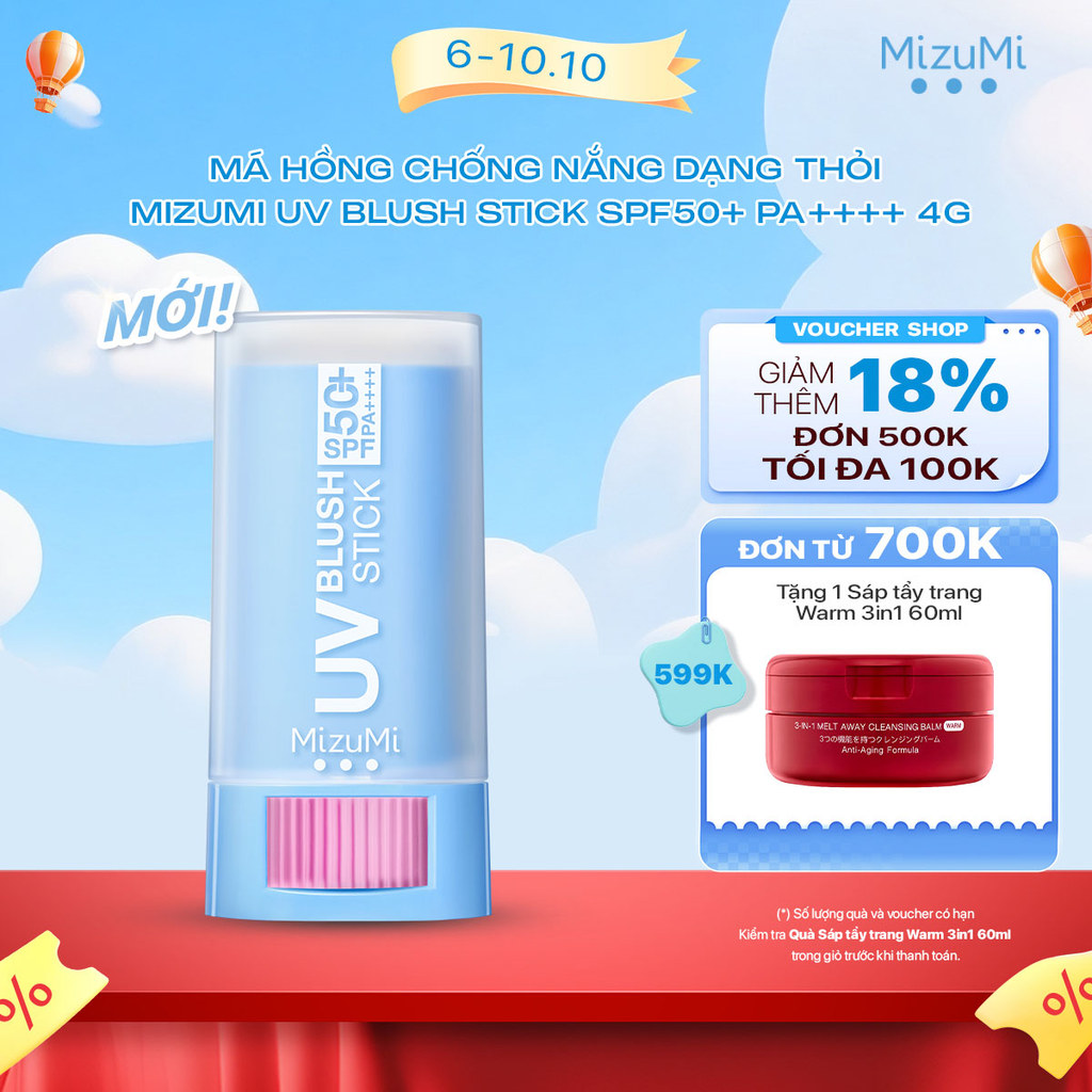 [MỚI] Má hồng chống nắng dạng thỏi MizuMi UV Blush Stick SPF50+ PA++++ 4g
