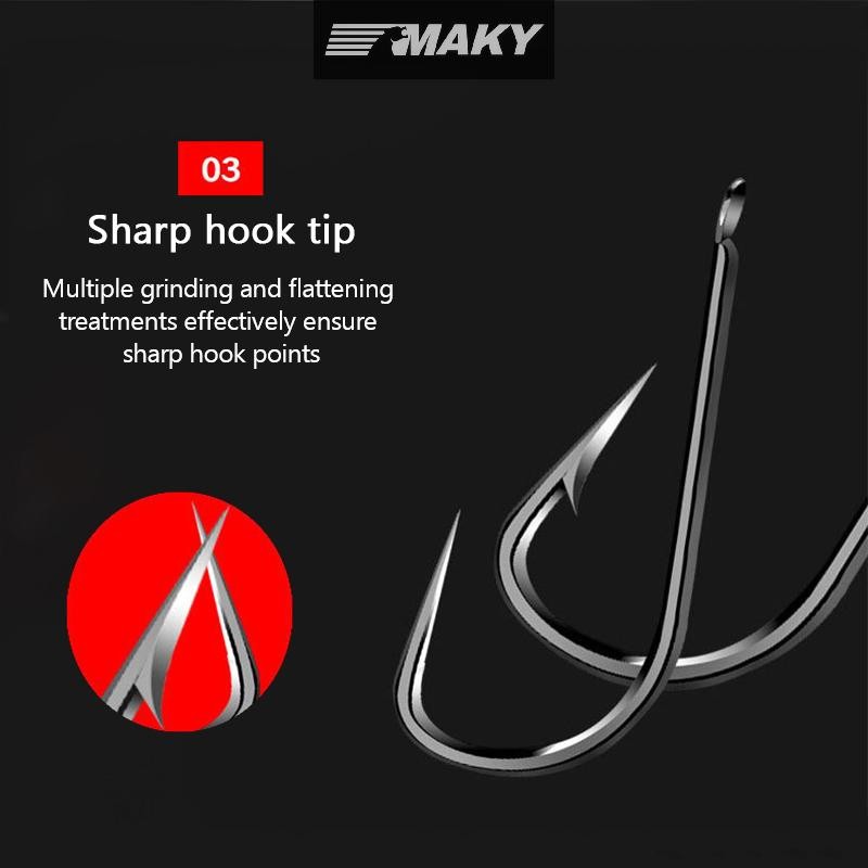 Newwellknownepic Mới 50 Đôi / Túi Móc Câu Cá Thép Carbon Cao Lzu Sắc Nét Crucian Cá Chép Móc Số Lượng Lớn Thiết Bị Câu Cá Ngoài Trời VN