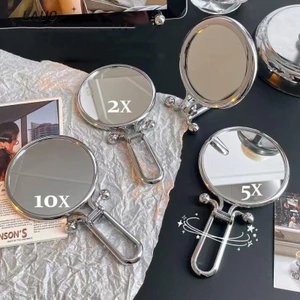 Gương di động hai mặt phóng đại Springevenstar 2x / 5x / 10x 360° Xoay Bàn Gương Cầm Tay Dụng Cụ Trang Điểm Đứng Springevenstar