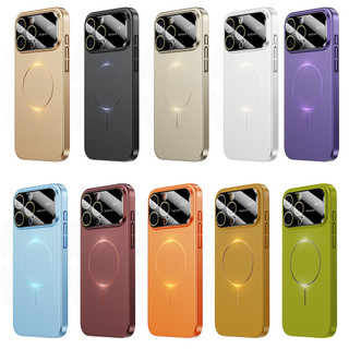 Thích hợp cho iPhone17PRO Vỏ điện thoại hình tròn mỏng cửa sổ lớn Cảm giác da mờ từ tính 15 Bao gồm tất cả chống sốc