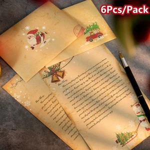 6 Chiếc Thiệp Mời Thiệp Chúc Mừng Phù Hợp Với Đồ Dùng Quà Giáng Sinh Thư Giáng Sinh Pad Giấy Kraft Phong Bì