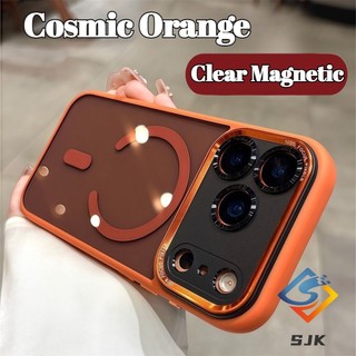 Ốp điện thoại từ tính màu cam vũ trụ 17 mới cho IPhone 17 Pro Max 17Air 12 13 14 15 16 Pro Max Vỏ trong suốt Vỏ chống sốc
