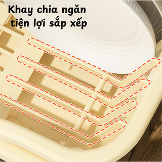 Giá Úp Chén Bát Thoát Nước Thông Minh, Giá Để Chén Đĩa Có Khay Hứng Nước Nhựa PP Cao Cấp Sang Trọng
