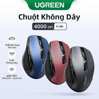 Chuột UGREEN không dây Bluetooth 5.0+2.4G 4000DPI| đa chế độ,  nút im lặng, Mouse 90855 Đen