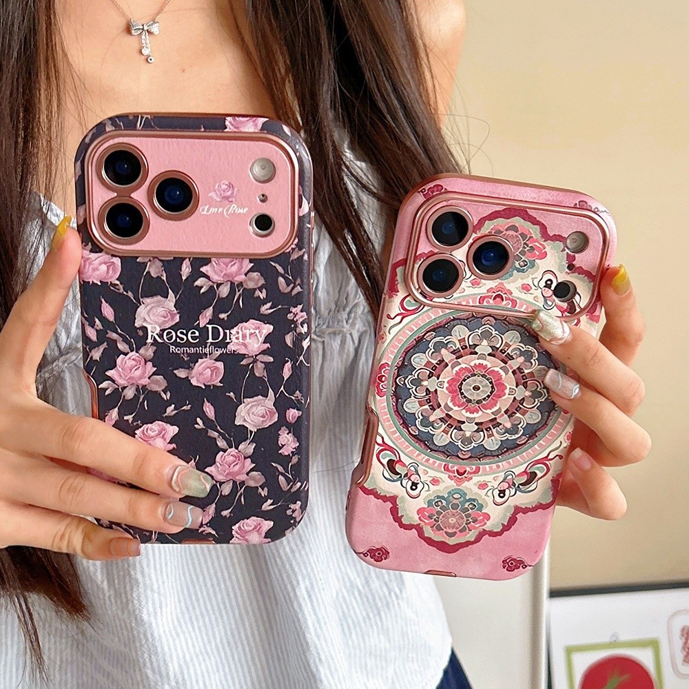 Ốp Điện Thoại Da Mạ Họa Tiết Dunhuang Cho iPhone 17 Pro Max 17 Air 16 15 14 13 Vỏ Bảo Vệ Chống Sốc