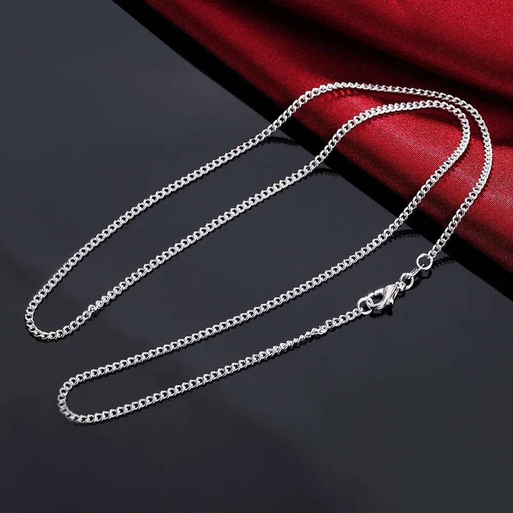 Vòng cổ bạc 925 16-30 inch, dây xích bên 2mm - Thời trang nam/nữ