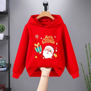 Áo Hoodie Giáng sinh màu đỏ cho trẻ em Áo ấm áp Trang phục lễ hội ngày lễ Quần áo mùa đông cho bé gái và bé trai