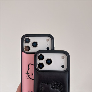 Ốp điện thoại in nổi 3D Kuromi Kitty hoạt hình dễ thương cho iPhone 17 16 15 13 14 Pro Max 17Promax