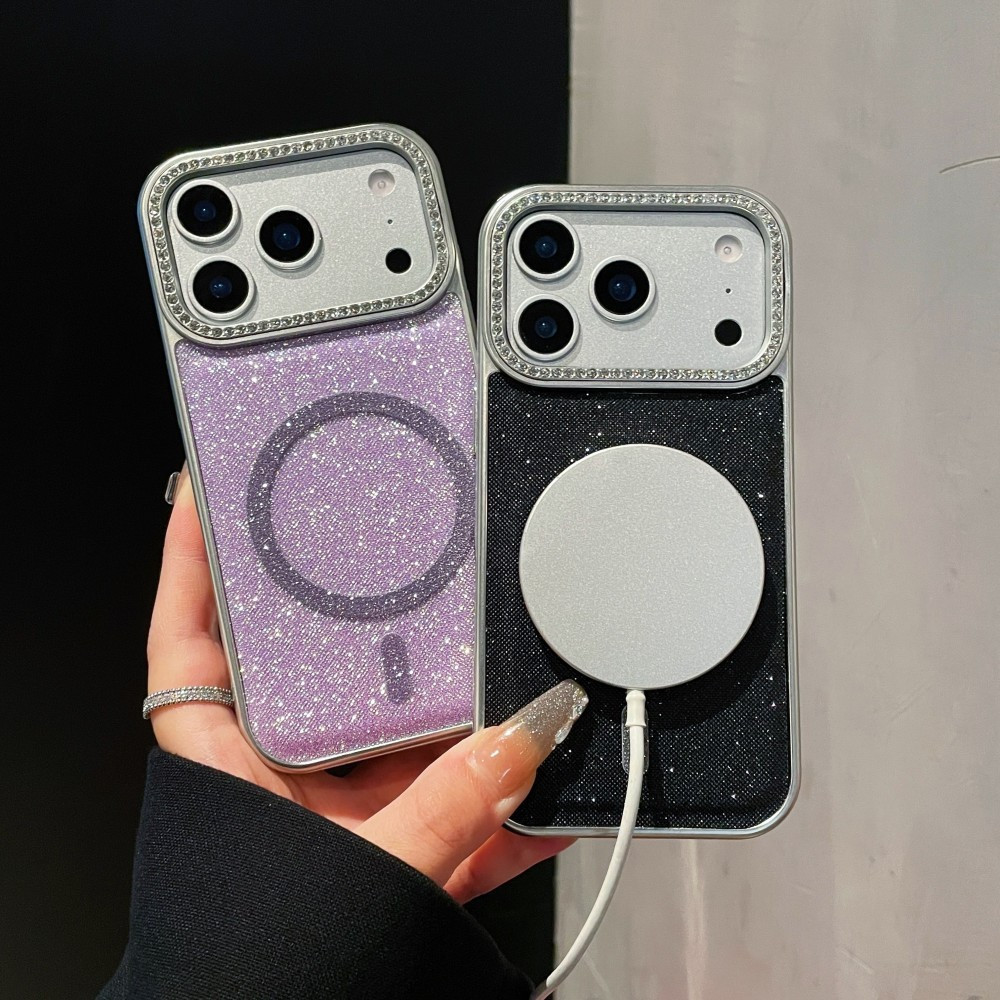 Ốp điện thoại thu hút từ tính kim cương đính kim cương cho IPhone 17 16 15 14 13 12 11 Pro Promax 17 Air 16 15 14 Plus Vỏ chống sốc