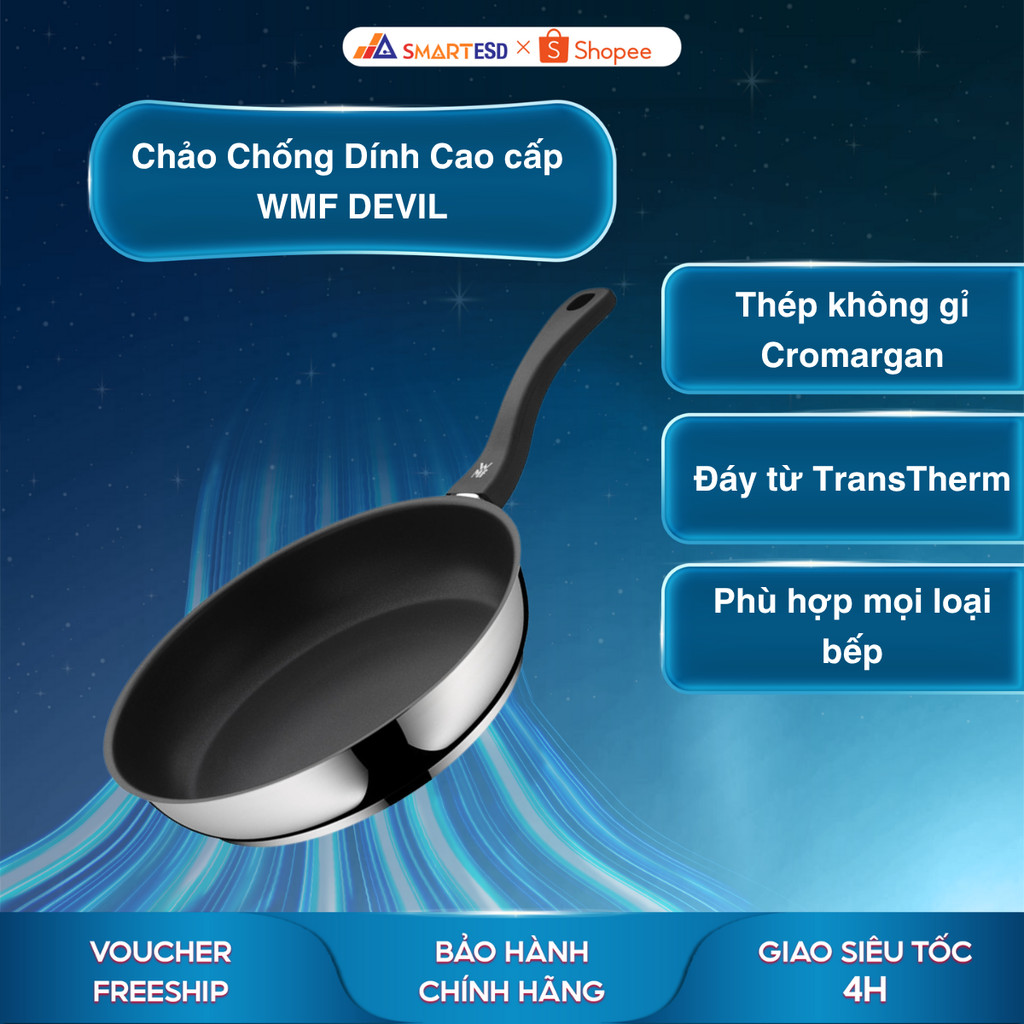 Chảo Chống Dính Cao cấp WMF DEVIL Size 20/24/28 CM, Đáy Từ 3 Lớp, Không Lồi Giữa - Hàng chính hãng