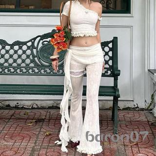 ÁoCrop Top Ren Nữ Slim Fit Thời Trang Mùa Hè Tay Ngắn Một Vai