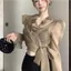 Thiết kế cổ điển kiểu Pháp Sense Áo sơ mi eo hẹp buộc hoa ba chiều Hot Girl Net Gạc sang trọng hàng đầu dành cho nữ