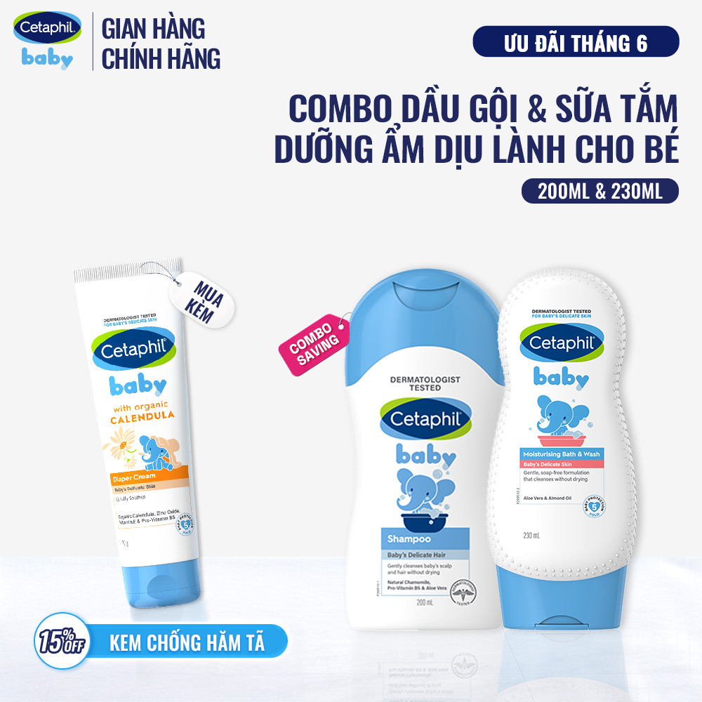 Combo Dầu gội dịu lành SHAMPOO 200ML + Sữa tắm dưỡng ẩm dịu lành MOIST BATH & WASH 230ML