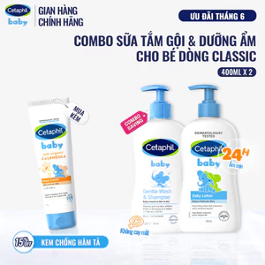 Combo Sữa tắm gội Cetaphil Baby Gentle Wash&Shampoo + Sữa dưỡng ẩm Cetaphil Baby Lotion 400ml/ chai