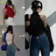 Pealike Womens Turtleneck Cơ Bản Crop Tank Ribbed Đan Màu Trơn Bodycon Áo Len Không Tay Áo Vest Rốn Áo Sơ Mi