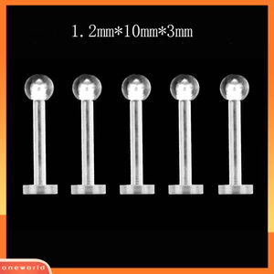 Một thế giới| 5 Chiếc Unisex Trong Suốt Mũi Tròn Tai Lip Chin Ring Stud Bar Body Piercing Trang Sức