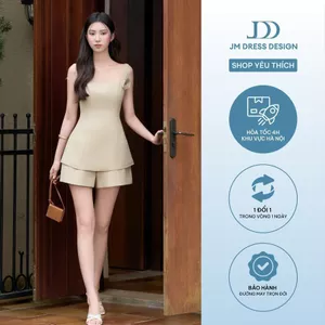 Set đồ Áo 2 dây cổ U túi dưới 2R01.2503K, Quần ngắn dáng A 3R01.2502K. set bộ hè 2 dây nữ tính thanh lịch thiết kế JM