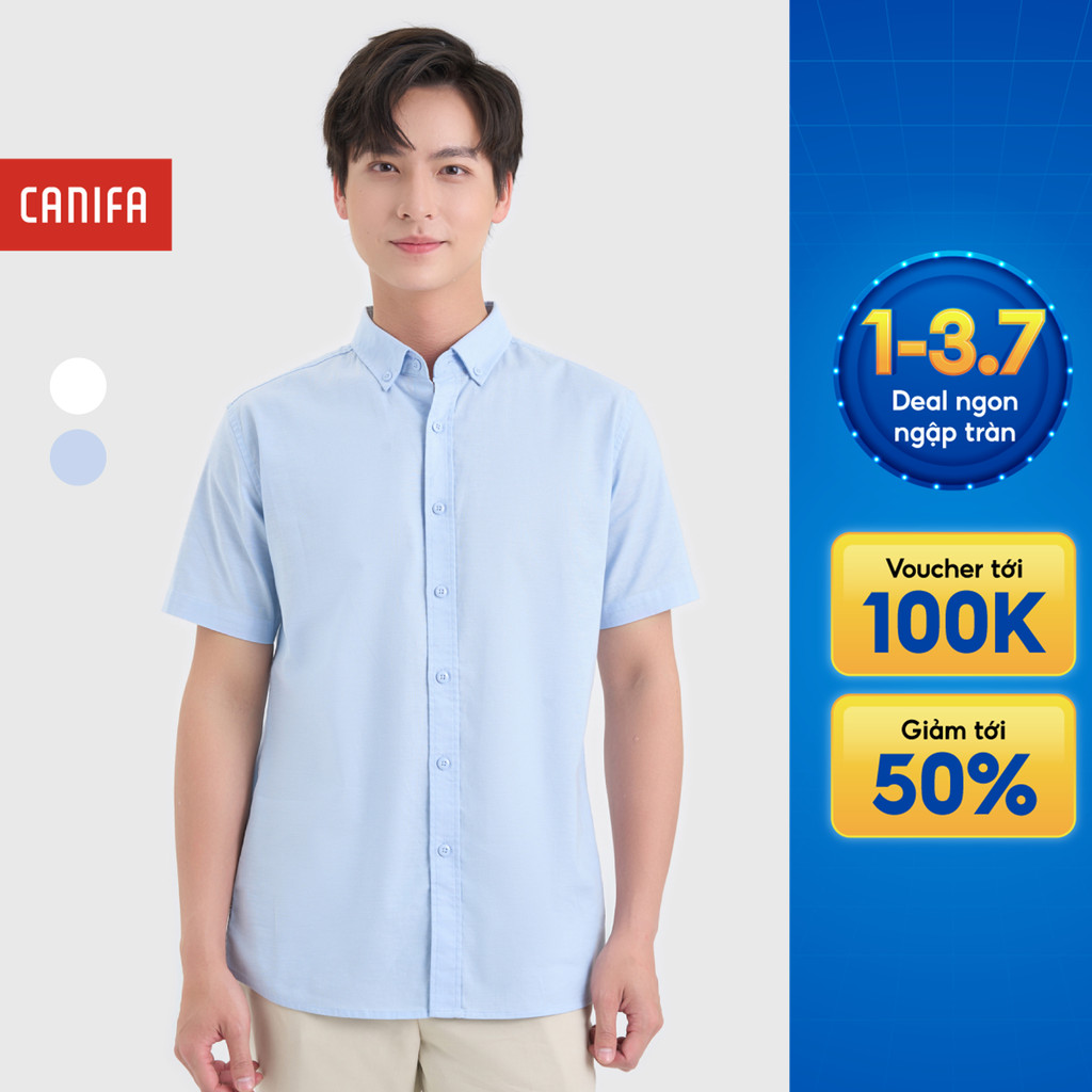 Áo sơ mi nam CANIFA cộc tay cổ Đức 8TH25A001