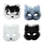 DONOVANQQ Mặt nạ nửa mặt, Mặt nạ mèo sang trọng dài lông thực tế, Trang trí Halloween ngộ nghĩnh Động vật Mặt nạ sang trọng Halloween bí ẩn Bầu không khí lễ hội