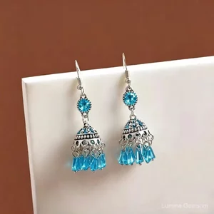 Retro Phong Cách Dân Tộc Tua Rua Pha Lê Bông Tai Niche Cao Cấp Giọt Nước Bông Tai Bohemian Chấm Kim Cương Phụ Kiện Bông Tai