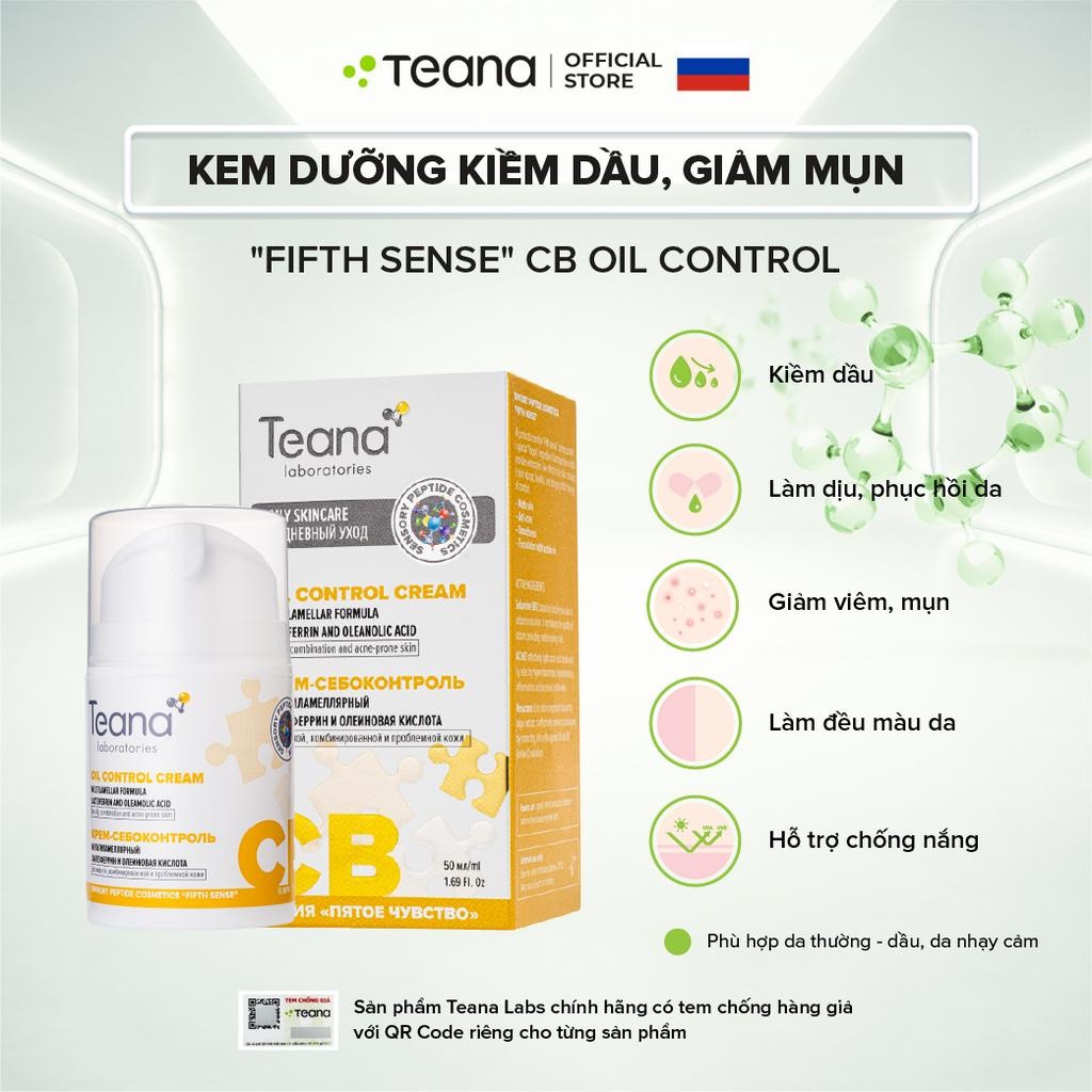 Kem dưỡng Teana Fifth Sense CB Oil Control  giúp kiềm dầu, kháng viêm, giảm mụn 50ml