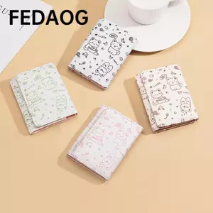 Ví đựng tiền xu FEDAOG, Ví ngắn có thể gập lại hình mèo hoạt hình, Ví ba mặt bằng da PU đa chức năng