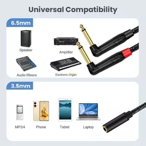Btsg 1 4inch 1 8inch Stereo Nam đến 2x6 35mm 3 5mm Cáp Nữ Stereo Tai Nghe Guitar Nối Dài Dây Cáp Cho Amplifi