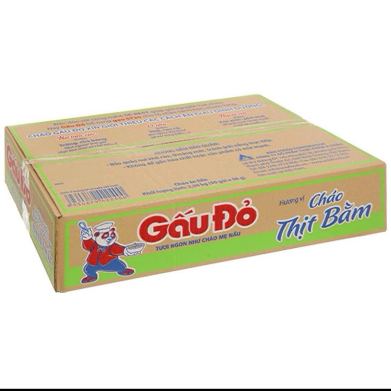 1 thùng cháo gấu đỏ 50 gói vị thịt bằm , cháo gà cháo ăn liền thơm ngon tiện lợi 1 gói 50g giàu dinh dưỡng