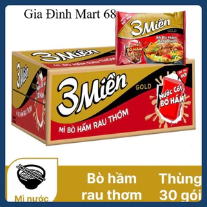 Mì 3 Miền Bò Hầm Rau Thơm 75g Chính Hãng - Thùng 30 Gói, Date Mới