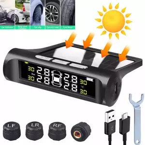 Ziyulinyuk 4 Cảm Biến Xe TPMS Hệ Thống Giám Sát Áp Suất Lốp Xe Chạy Bằng Năng Lượng Mặt Trời Màn Hình LCD Kỹ Thuật Số Tự Động An Ninh Báo Động Thử Nghiệm Ô Tô VN