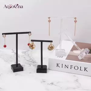 AqToCna Kim Loại Trang Sức Hiển Thị Đứng Trong Suốt Acrylic Stud Bông Tai Giá Đỡ Móc Treo Counter Case Trang Sức Tổ Chức Bó Hoa Trang Trí AqToCna