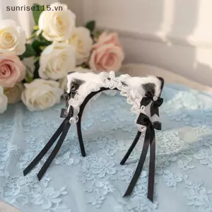 SSVN 1 Bộ Ren Tai Mèo Băng Đô Quấn Tóc Nơ Phong Cách Dành Cho Nữ Anime Cosplay Phụ Kiện Cho Trang Phục Tiệc Halloween.