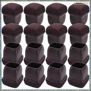 16 Chiếc Bảo Vệ Chân Ghế Silicon Màu Nâu, Mũ Chân Ghế Vuông Có Bọc nỉ