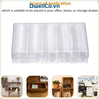 DWELLCO 100 CÁI Hộp thu tiền xu 30mm Hộp bảo vệ di động Hộp đựng viên nang lưu trữ bằng nhựa