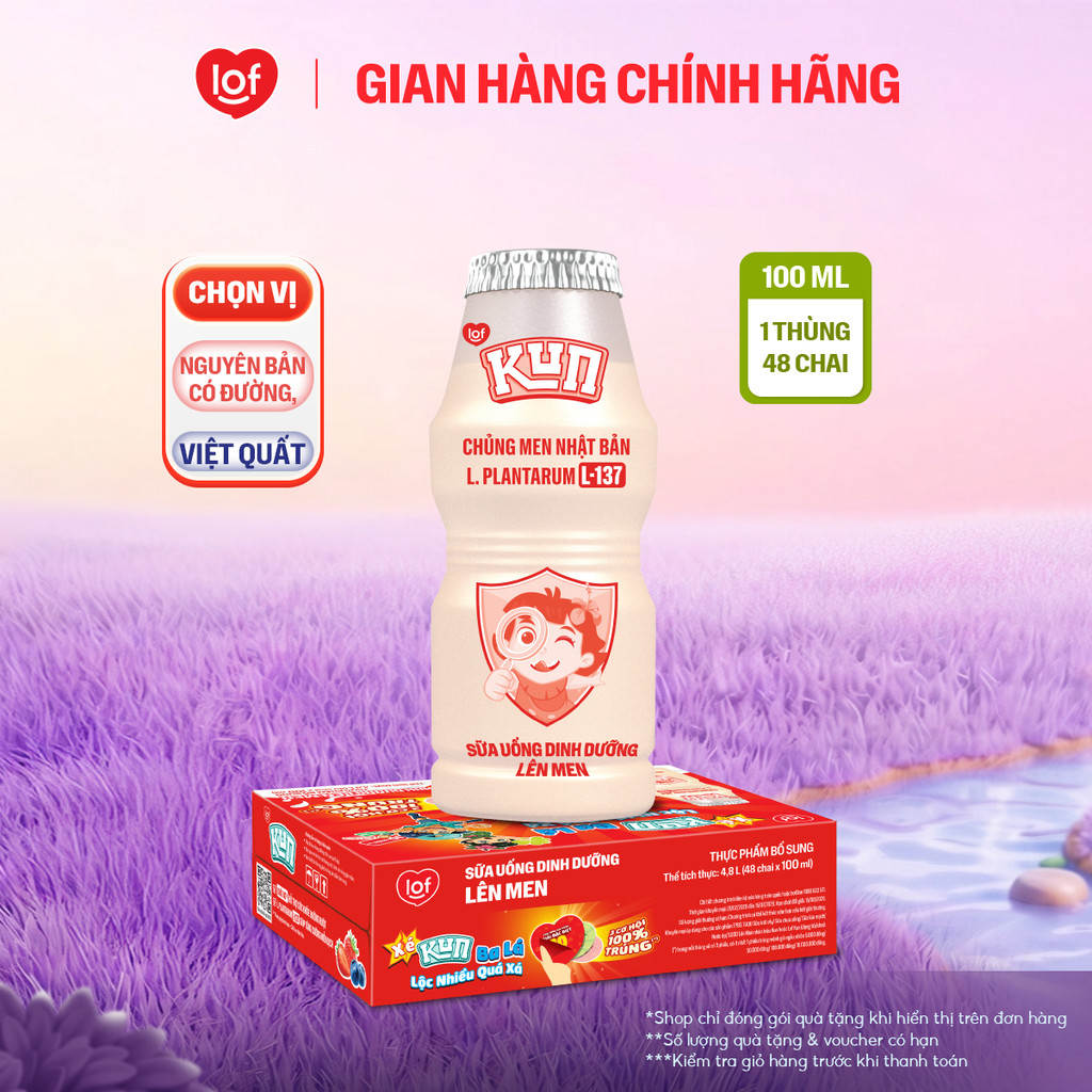 [Giá tốt trong Live] Đủ vị sữa chua uống KUN dinh dưỡng lên men thùng 48 chai x 100ml