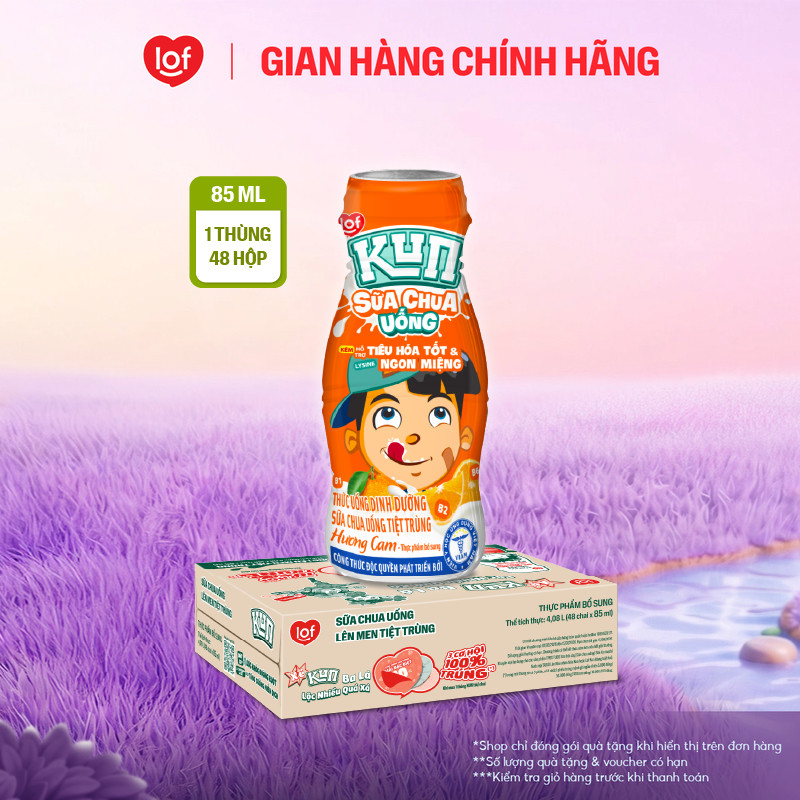 Sữa chua uống KUN vị cam thùng 48 chai x 85ml