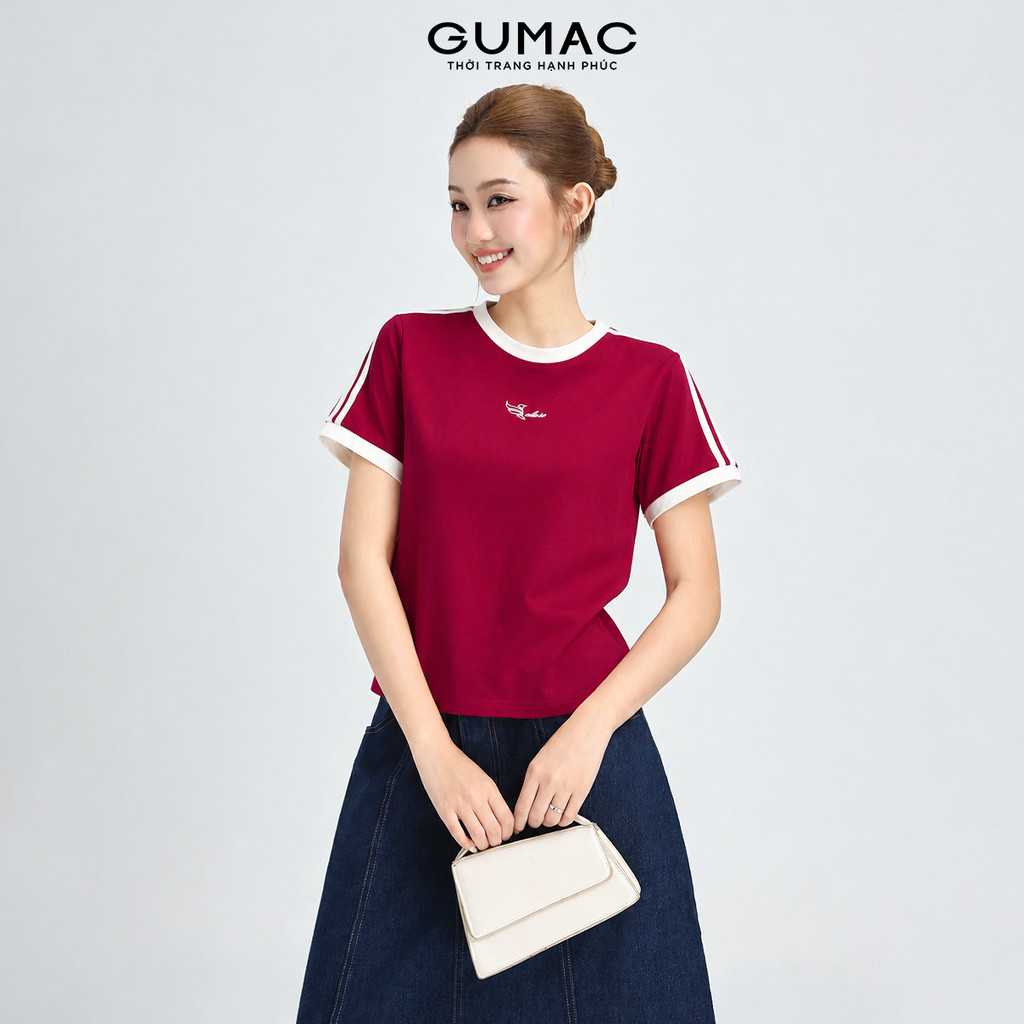Áo Thun Nữ GMORNING Form Lửng Tay Raglan Phối Sọc Chất Cotton 2C Năng Động Trẻ Trung YATG06045