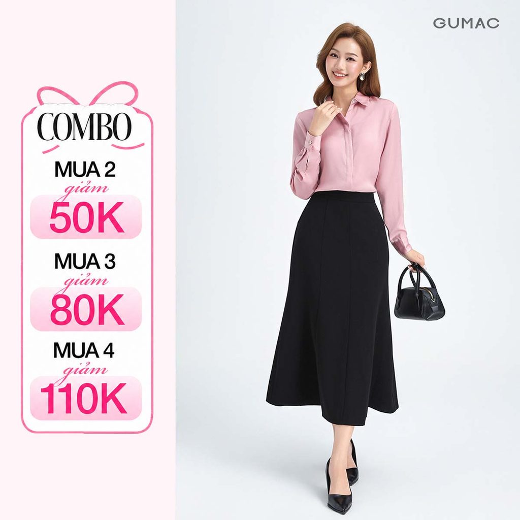 Chân Váy Nữ Form Đuôi Cá GUMAC Xòe Nhẹ Nhàng Lưng Rời Không Túi Tôn Dáng LVF1014 - LVG0406