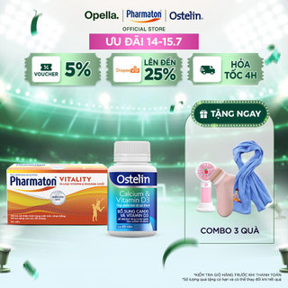 Bộ 1 Thực Phẩm Bảo Vệ Sức Khỏe Pharmaton Vitality Dạng Vỉ Hộp 50 Viên + Ostelin Bổ Sung Calcium & Vitamin D3 60 viên