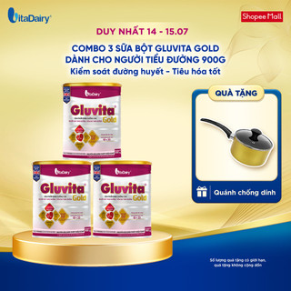 [COMBO 3 LON] Sữa bột Gluvita Gold 900g (cho người tiểu đường)