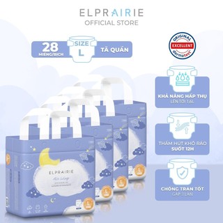 Combo 4 Tã/Bỉm Quần ELPRAIRIE Air Wing Size L 28 Miếng Cho Bé 9-14kg Công Nghệ Hàn Quốc Thoáng Mát, Đai Chun Co Giãn