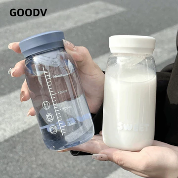Bình Nước Mini GOODV, Cốc Nước Trong Suốt 300ml, Có Cân Lọc Trà Bình Uống Di Động Trẻ Em