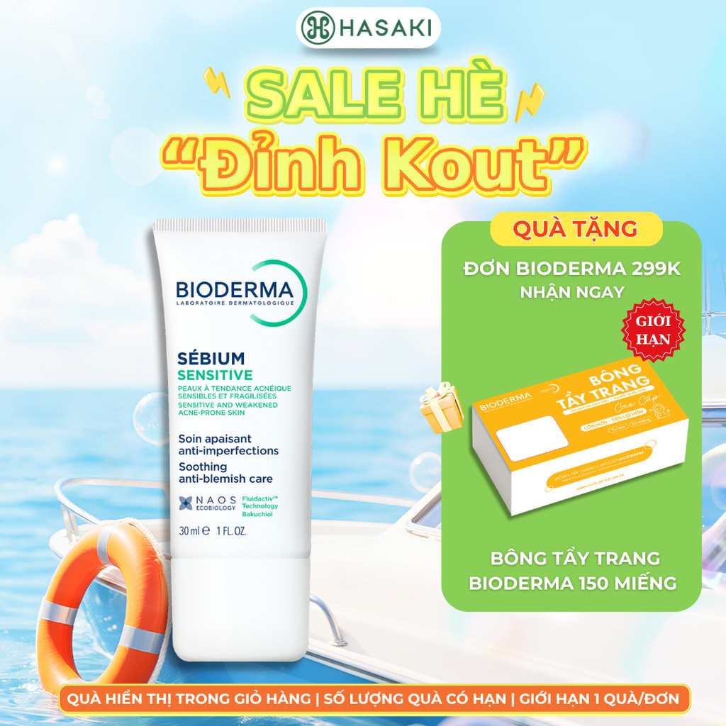Kem Dưỡng Giúp Làm Dịu Da Và Hỗ Trợ Cấp Ẩm Bioderma Sébium Sensitive Soothing Anti-Blemish Care Dành Cho Da Mụn Nhạy Cảm 30Ml
