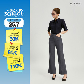 Quần Tây Nữ GUMAC Ống Loe Lưng Cao Cạp Cao Kaki Nhật Đứng Form Cạp Cao Túi Xéo Thời Trang QG03006
