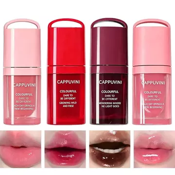 4 Son bóng dưỡng ẩm Jelly Lip Gloss, Son môi thủy tinh cao cấp, Son dưỡng môi màu dưỡng ẩm, Bộ kính môi chống thấm nước lâu trôi, Son môi dạng lỏng gương làm sáng Son môi