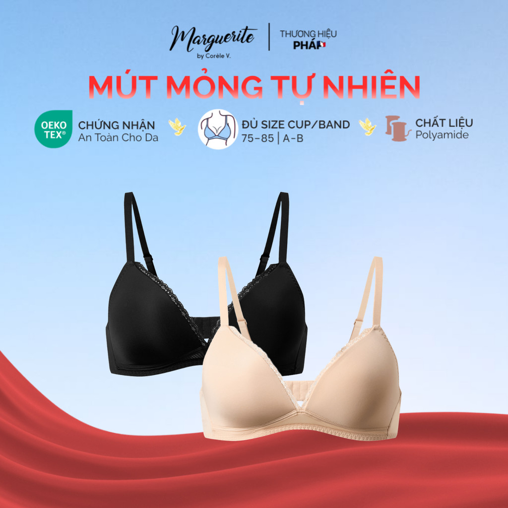 [Deal Độc Quyền] COMBO 2 Áo lót nữ mút mỏng không gọng cup viền ren, lưng lưới power-mesh ôm êm thoáng | CORÈLE 50183-1