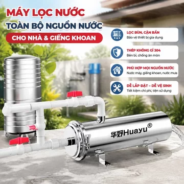 Bộ lọc nước giếng khoan inox cho gia đình nông thôn, lọc bùn đất sạch, bền đẹp